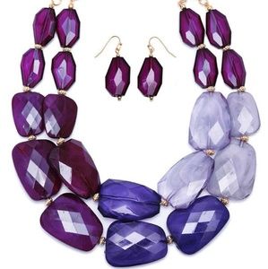 Purple resin stone jewelry set